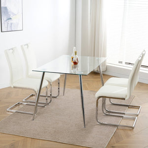 English Elm Modern Faux Leather Dining Side Chairs with Chrome Legs Ergonomic Set of 2 W210127287