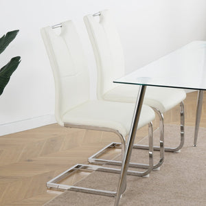 English Elm Modern Faux Leather Dining Side Chairs with Chrome Legs Ergonomic Set of 2 W210127287