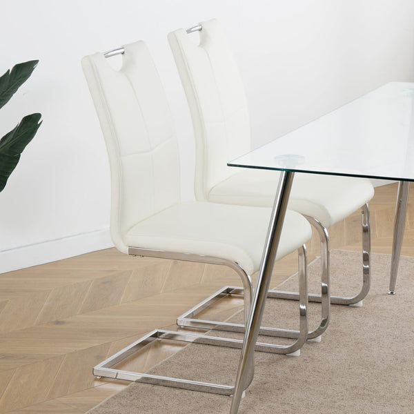 English Elm Modern Faux Leather Dining Side Chairs with Chrome Legs Ergonomic Set of 2 W210127287