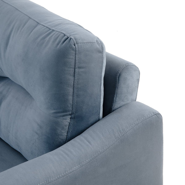 English Elm Couch Stylish Loveseat Sectional Sofa In Soft Blue-Grey Chenille For Small Spaces & Cozy Living Rooms W2121137322