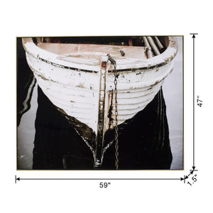 English Elm 59" Framed Monochromatic Coastal Boat Canvas Print Ready to Hang Large Wall Art W2078130311