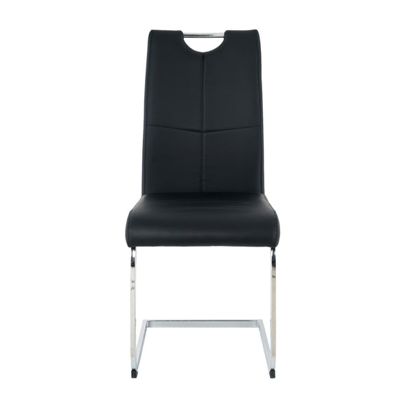 English Elm Modern Faux Leather Dining Side Chairs with Chrome Legs Ergonomic Set of 2 W210127279