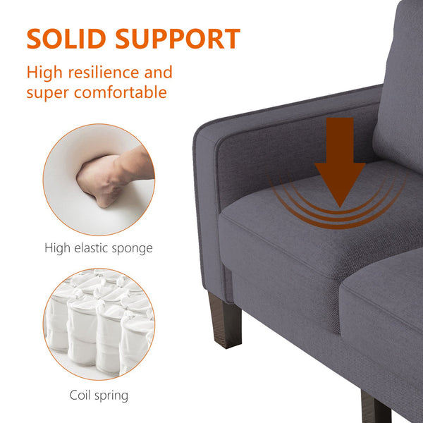 English Elm Modern Dark Grey Fabric Sofa with Storage, 3-Seater 75"L, Solid Wood Frame, Removable Covers W1097S00007