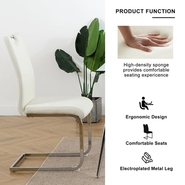 English Elm Modern Faux Leather Dining Side Chairs with Chrome Legs Ergonomic Set of 2 W210127287