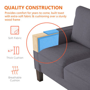 English Elm Modern Dark Grey Fabric Sofa with Storage, 3-Seater 75"L, Solid Wood Frame, Removable Covers W1097S00007