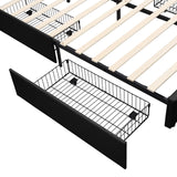 English Elm Queen Size Upholstered Platform Bed With Led Lights and Usb Charging, Storage Bed With 4 Drawers, Black(Old Sku:Wf302558Aab)