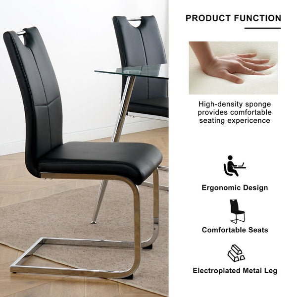 English Elm Modern Faux Leather Dining Side Chairs with Chrome Legs Ergonomic Set of 2 W210127279