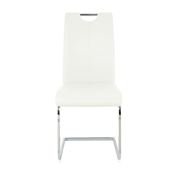 English Elm Modern Faux Leather Dining Side Chairs with Chrome Legs Ergonomic Set of 2 W210127287
