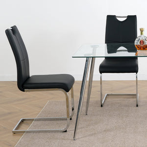 English Elm Modern Faux Leather Dining Side Chairs with Chrome Legs Ergonomic Set of 2 W210127279