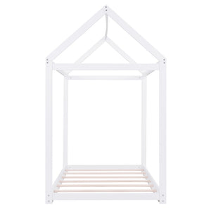 English Elm Twin House Bed Pine Wood Frame with Peaked Roofline Low Profile Kids Bedroom WF197557AAK
