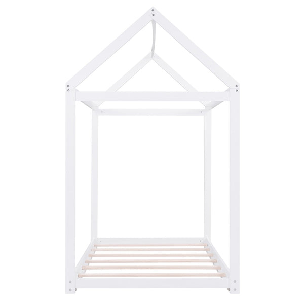 English Elm Twin House Bed Pine Wood Frame with Peaked Roofline Low Profile Kids Bedroom WF197557AAK
