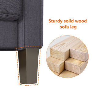 English Elm Modern Dark Grey Fabric Sofa with Storage, 3-Seater 75"L, Solid Wood Frame, Removable Covers W1097S00007