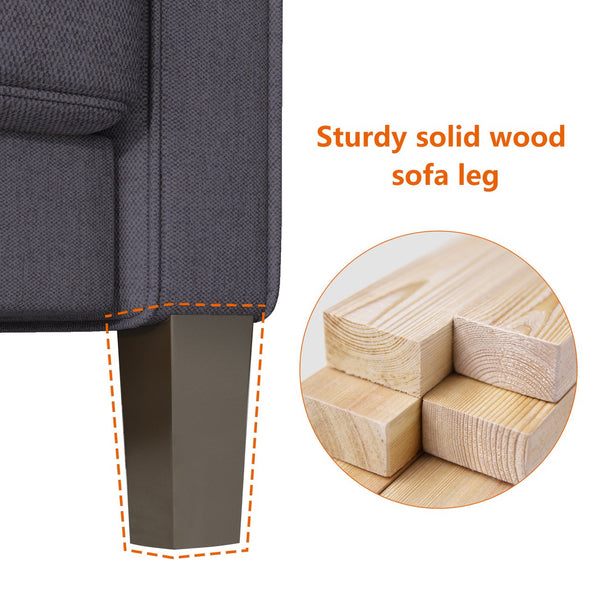 English Elm Modern Dark Grey Fabric Sofa with Storage, 3-Seater 75"L, Solid Wood Frame, Removable Covers W1097S00007