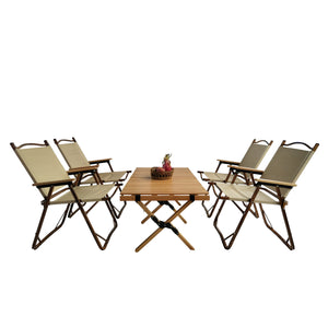 English Elm Multi-Function Foldable Dining Set For 4 - Portable Table & Chairs For Indoor/Outdoor Use, Natural W495S00002