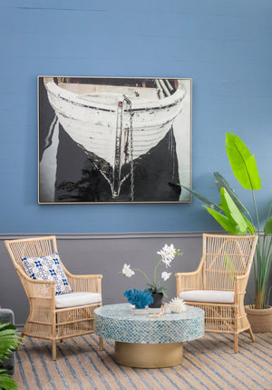 English Elm 59" Framed Monochromatic Coastal Boat Canvas Print Ready to Hang Large Wall Art W2078130311