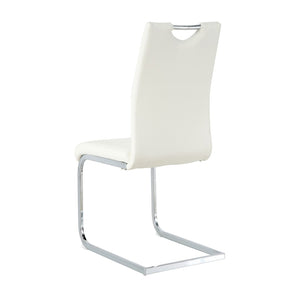 English Elm Modern Faux Leather Dining Side Chairs with Chrome Legs Ergonomic Set of 2 W210127287