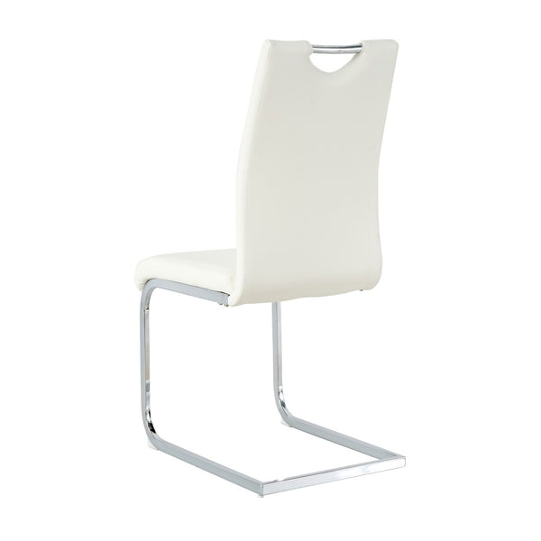 English Elm Modern Faux Leather Dining Side Chairs with Chrome Legs Ergonomic Set of 2 W210127287