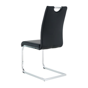 English Elm Modern Faux Leather Dining Side Chairs with Chrome Legs Ergonomic Set of 2 W210127279
