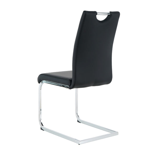 English Elm Modern Faux Leather Dining Side Chairs with Chrome Legs Ergonomic Set of 2 W210127279