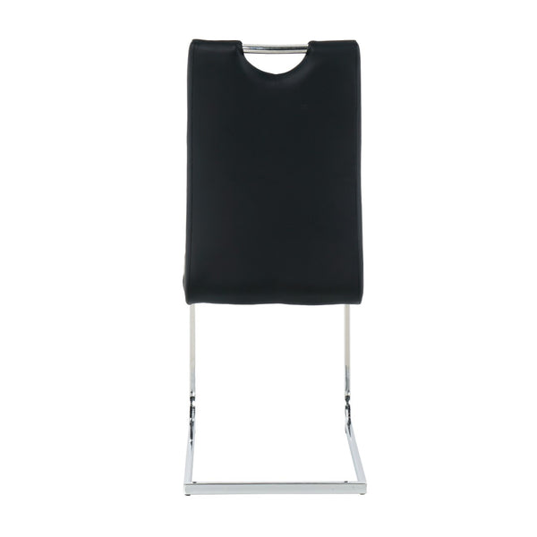 English Elm Modern Faux Leather Dining Side Chairs with Chrome Legs Ergonomic Set of 2 W210127279