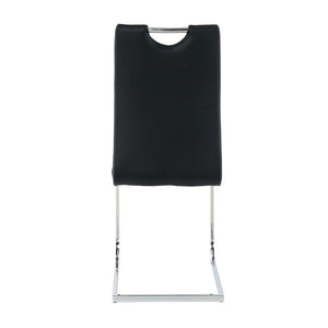 English Elm Modern Faux Leather Dining Side Chairs with Chrome Legs Ergonomic Set of 2 Black+Silver W210127285