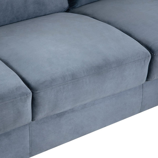 English Elm Couch Stylish Loveseat Sectional Sofa In Soft Blue-Grey Chenille For Small Spaces & Cozy Living Rooms W2121137322