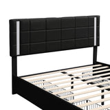 English Elm Queen Size Upholstered Platform Bed With Led Lights and Usb Charging, Storage Bed With 4 Drawers, Black(Old Sku:Wf302558Aab)