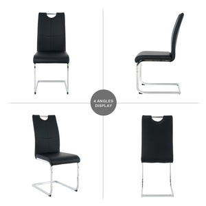 English Elm Modern Faux Leather Dining Side Chairs with Chrome Legs Ergonomic Set of 2 W210127279