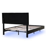 English Elm Queen Size Floating Bed Frame With Led Lights and Usb Charging,Modern Upholstered Platform Led Bed Frame,Black