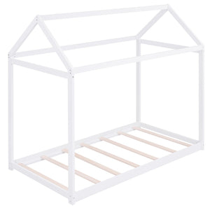 English Elm Twin House Bed Pine Wood Frame with Peaked Roofline Low Profile Kids Bedroom WF197557AAK