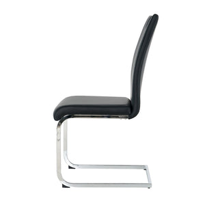 English Elm Modern Faux Leather Dining Side Chairs with Chrome Legs Ergonomic Set of 2 W210127279