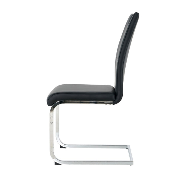 English Elm Modern Faux Leather Dining Side Chairs with Chrome Legs Ergonomic Set of 2 W210127279