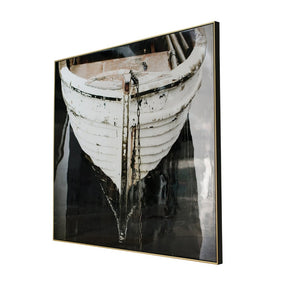 English Elm 59" Framed Monochromatic Coastal Boat Canvas Print Ready to Hang Large Wall Art W2078130311