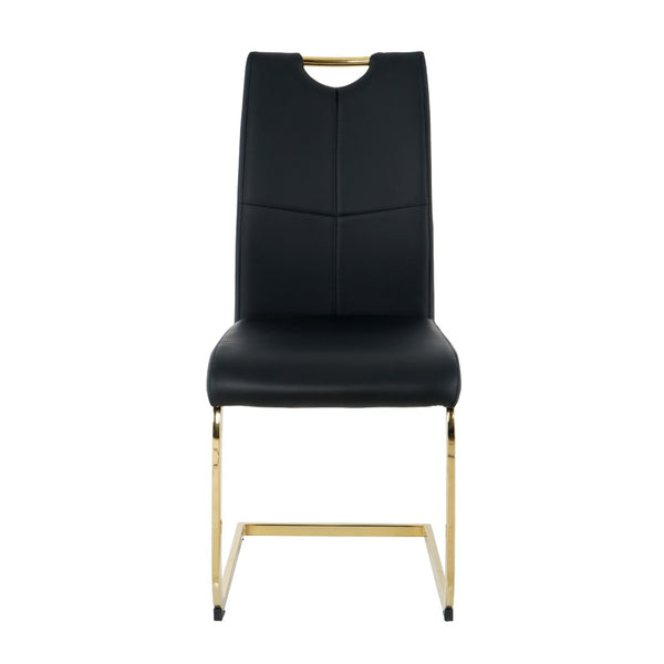 English Elm Modern Faux Leather Dining Side Chairs with Chrome Legs Ergonomic Set of 2 W210127291