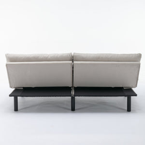 English Elm Cream Convertible Upholstered Folding Sofa Bed — Modern Space-Saving Sleeper with Adjustable Arms & Backrest, Soft Plush Cover, 800 lb Capacity W570124915