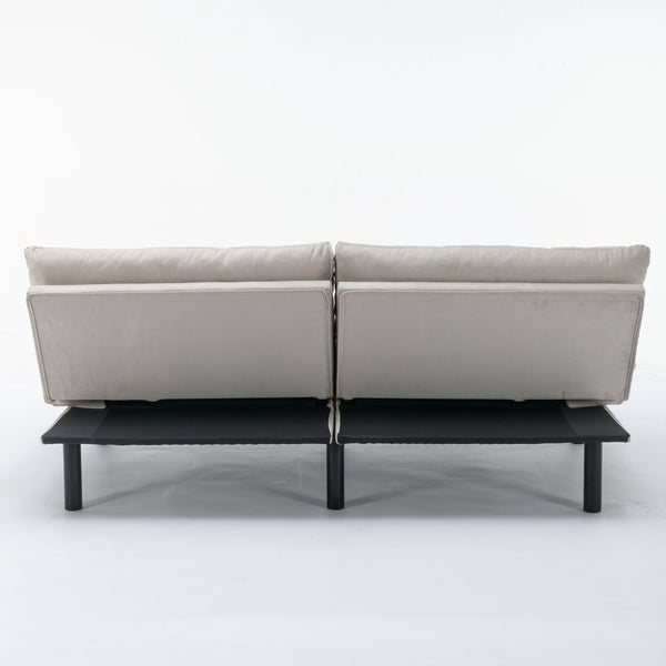 English Elm Cream Convertible Upholstered Folding Sofa Bed — Modern Space-Saving Sleeper with Adjustable Arms & Backrest, Soft Plush Cover, 800 lb Capacity W570124915