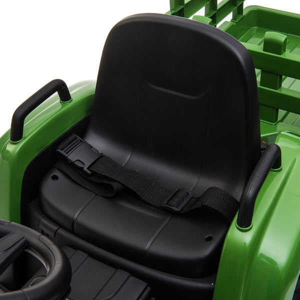 English Elm 12v Kids Battery Powered Ride on Farm Tractor with Trailer Led Lights and 3 Speed W2181137374