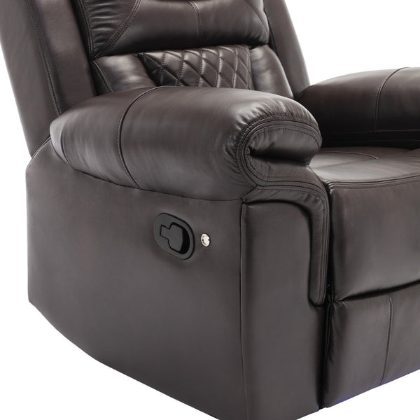 English Elm Home Theater Manual Recliner with Led Base Lighting Faux Leather Living Room Chair WF310725AAD