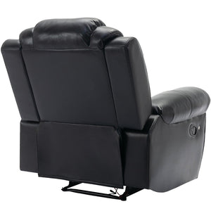 English Elm 3 Piece Faux Leather Manual Recliner Set with Led Base Lighting and Console Black SG001130AAB