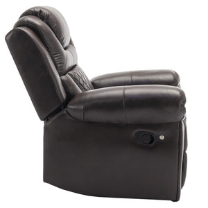 English Elm Home Theater Manual Recliner with Led Base Lighting Faux Leather Living Room Chair WF310725AAD