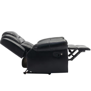 English Elm 3 Piece Faux Leather Manual Recliner Set with Led Base Lighting and Console Black SG001130AAB