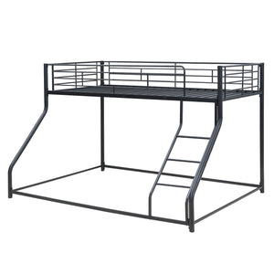 English Elm Metal Floor Bunk Bed Twin XL over Queen Black — Space-Saving Steel Frame, Inclined Ladder, Durable Sleek Design MF309470AAB