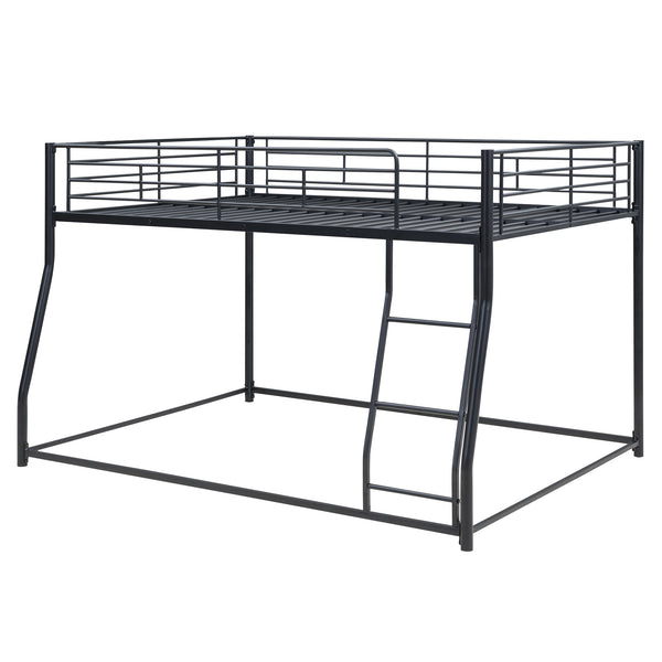 English Elm Metal Full XL over Queen Bunk Bed, Black Steel Frame with Inclined Ladder, Space-Saving Durable Design for Kids MF311038AAB