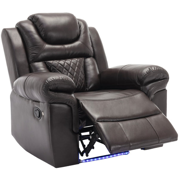 English Elm 3 Piece Faux Leather Manual Reclining Sofa Set with Led Base and Console SG001132AAD