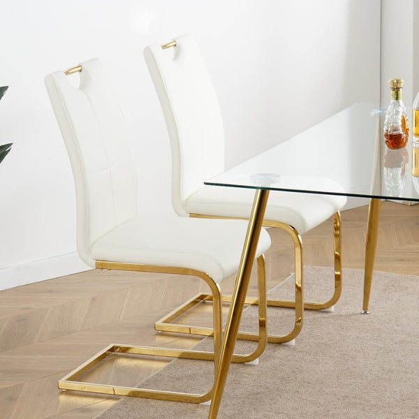 English Elm Modern Faux Leather Dining Side Chairs with Chrome Legs Ergonomic Set of 2 W210127292