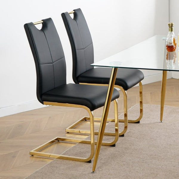English Elm Modern Faux Leather Dining Side Chairs with Chrome Legs Ergonomic Set of 2 W210127291