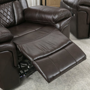 English Elm 3 Piece Faux Leather Manual Reclining Sofa Set with Led Base and Console SG001132AAD