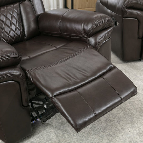 English Elm 3 Piece Faux Leather Manual Reclining Sofa Set with Led Base and Console SG001132AAD