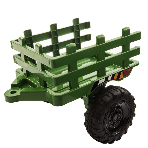 English Elm 12v Kids Battery Powered Ride on Farm Tractor with Trailer Led Lights and 3 Speed W2181137374
