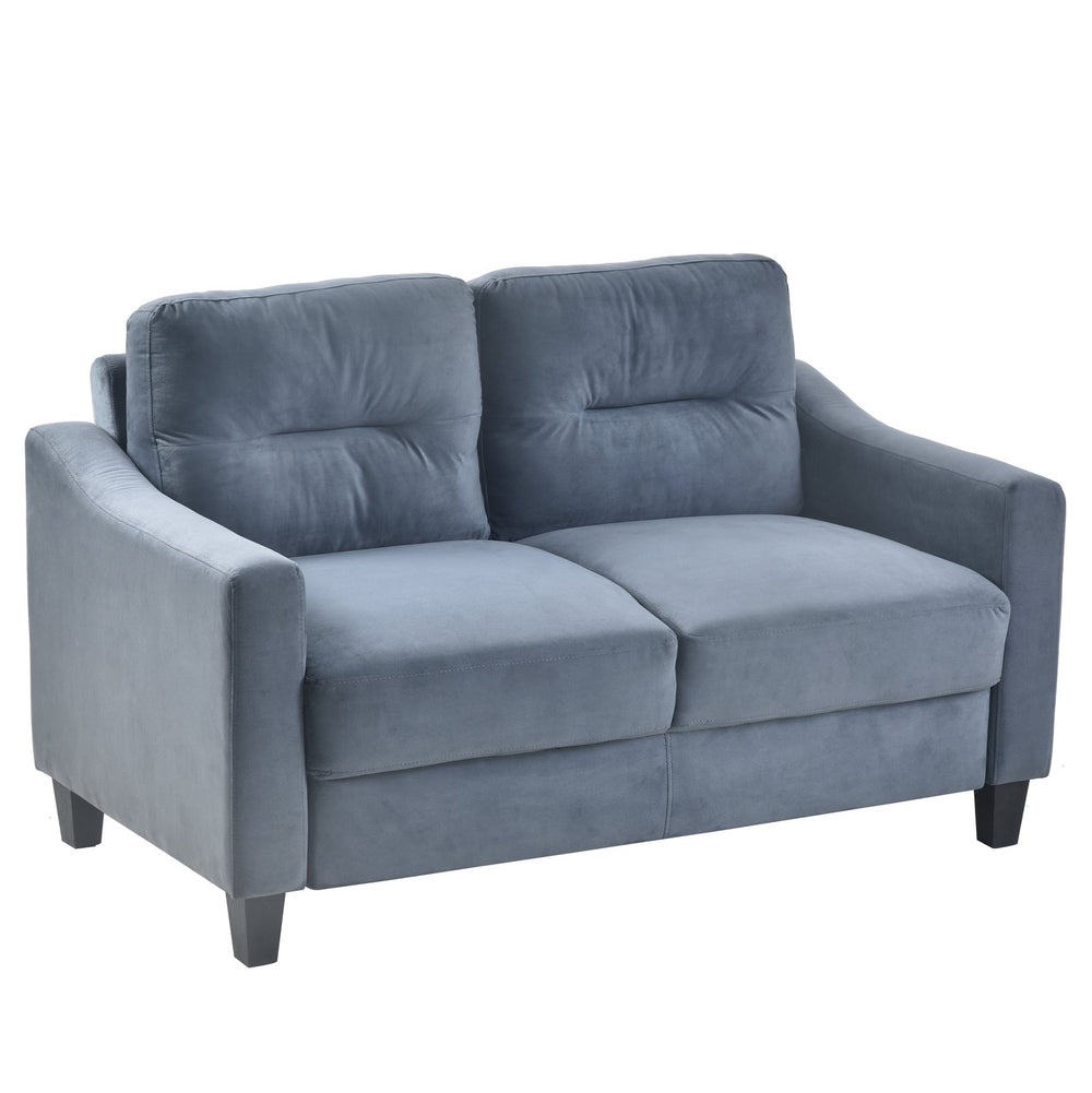 English Elm Couch Stylish Loveseat Sectional Sofa In Soft Blue-Grey Chenille For Small Spaces & Cozy Living Rooms W2121137322